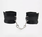 Berlin Baby Plush Bondage Cuffs With Webbing Hook - Black - Cuffs And Restraints